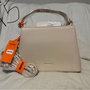 Montana West Cream Structured Shoulder Bag with Top Handle
